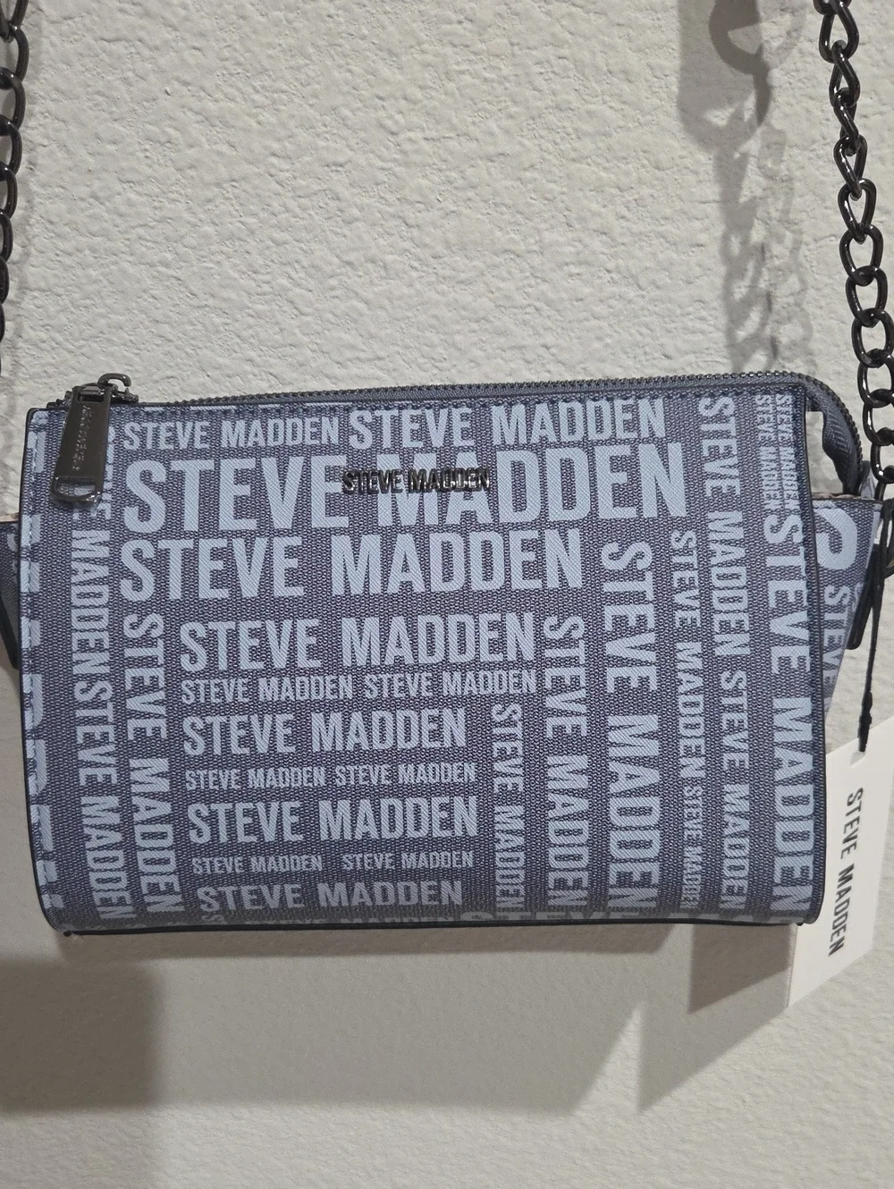 Steve Madden Blue Gray Logo Crossbody Bag NWT